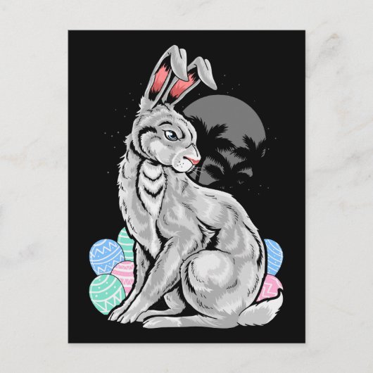 Edgy Easter Bunny Palm Trees Briefkaart (Voorkant)