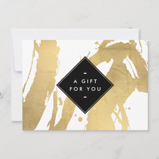 Edgy Faux Gold Brushstrokes Cadeaubon (Voorkant)