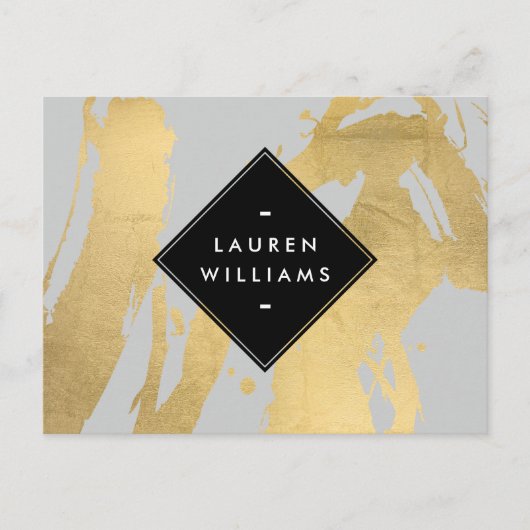 Edgy Faux Gold Brushstrokes op grijs Briefkaart (Voorkant)