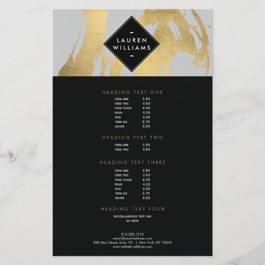 Edgy Faux Gold Brushstrokes op grijs Flyer (Voorkant)
