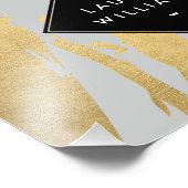 Edgy Faux Gold Brushstrokes op grijs Foto Afdruk (Hoek)