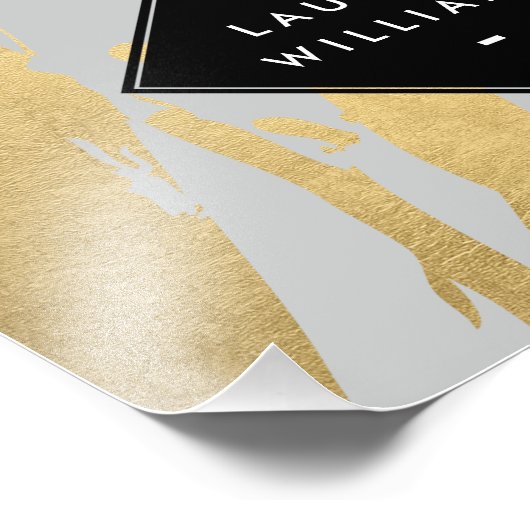 Edgy Faux Gold Brushstrokes op grijs Foto Afdruk (Hoek)