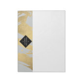 Edgy Faux Gold Brushstrokes op grijs Notitieblok (Linkerzijde)