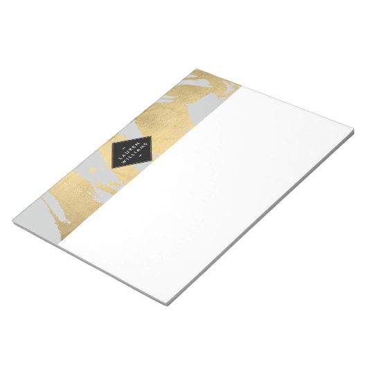 Edgy Faux Gold Brushstrokes op grijs Notitieblok (Schuin)