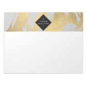 Edgy Faux Gold Brushstrokes op grijs Notitieblok (Voorkant)