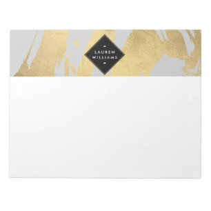 Edgy Faux Gold Brushstrokes op grijs Notitieblok