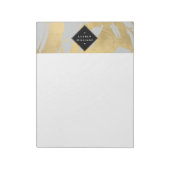 Edgy Faux Gold Brushstrokes op grijs Notitieblok (Linkerzijde)