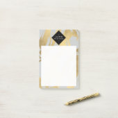 Edgy Faux Gold Brushstrokes op grijs Post-it® Notes (Op bureau)