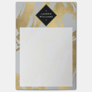 Edgy Faux Gold Brushstrokes op grijs Post-it® Notes