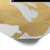 Edgy Faux Gold Brushstrokes op grijs Poster (Hoek)
