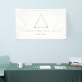 Edgy Faux Gold Driehoek Logo op Wit Spandoek (Beurs)