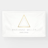Edgy Faux Gold Driehoek Logo op Wit Spandoek (Horizontaal)