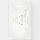 Edgy Faux Gold Driehoek Logo op Wit Spandoek (Verticaal)