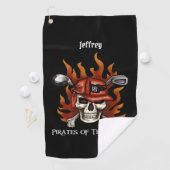 Edgy Flame Skull Pirate Golfer Golf Towel Golfhanddoek (Insitu)