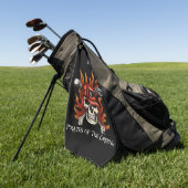 Edgy Flame Skull Pirate Golfer Golf Towel Golfhanddoek (Groen)