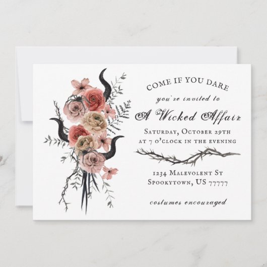 Edgy Floral Boho Wied Affair Halloween Kaart (Voorkant)