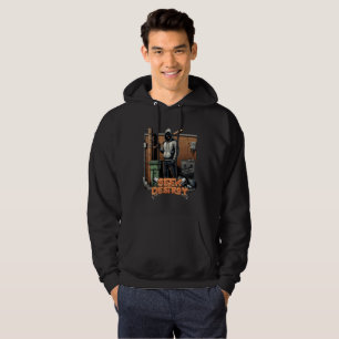 Edgy Gemaskerd Karakter Streetwear - Gritty Grafis Hoodie