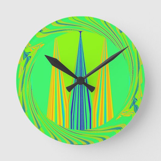 Edgy Geometrical Neon Design Ronde Klok (Voorkant)