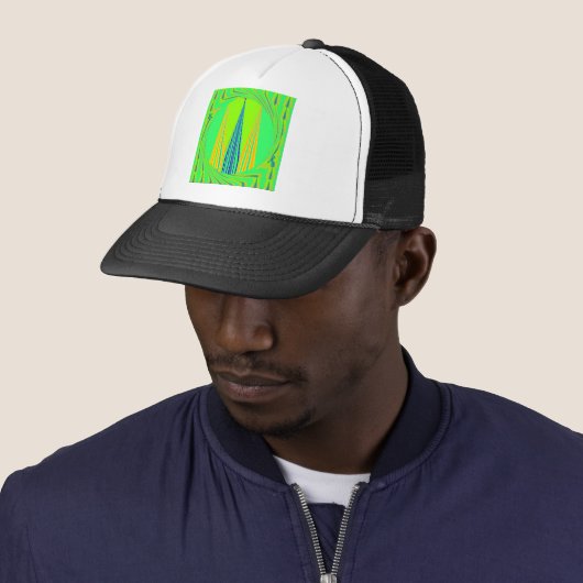 Edgy Geometrical Neon Design Trucker Pet (In situ)