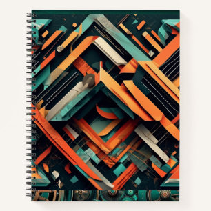 Edgy Geometrisch Notitieboek: Blauwgroen Groen, Zw Notitieboek