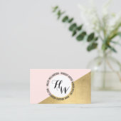Edgy Geometrische Cirkel Monogram Logo Goud/Roze Visitekaartje (Staand voorkant)