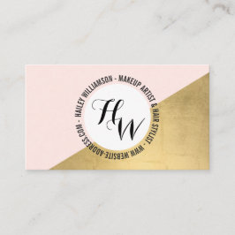 Edgy Geometrische Cirkel Monogram Logo Goud/Roze Visitekaartje