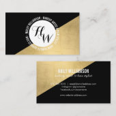 Edgy Geometrische Cirkel Monogram Logo Goud/Zwart Visitekaartje (Voorkant / Achterkant)