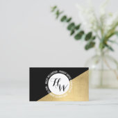 Edgy Geometrische Cirkel Monogram Logo Goud/Zwart Visitekaartje (Staand voorkant)