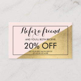 Edgy Geometrische Faux Gouden Folie en Roze Verwij Aanbevelingskaartje
