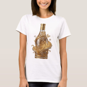 Edgy Gold Gouden Wijnfles Grafische T-shirt