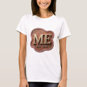 Edgy Gold ME EST 1985 Artistiek motief T-shirt