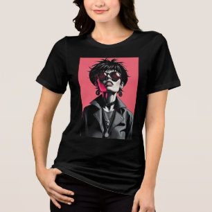 Edgy Gothic Rock Meisje - Pink Pop Art Tri-Blend Shirt