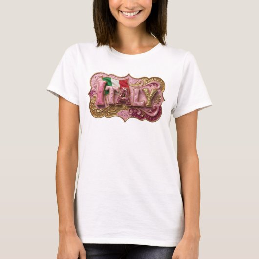 Edgy Goud ITALY Tekst Design T-shirt (Voorkant)