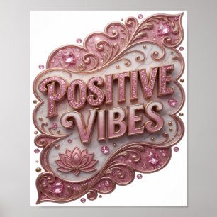 Edgy Goud POSITIEVE VIBES Ontwerp Poster