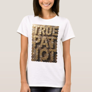 Edgy Goud TRUE PATRIOT 3D-tekstkunst T-shirt