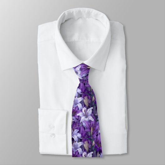 Edgy Graduation Gifts For Him Lilies Floral Stropdas (Gebonden)