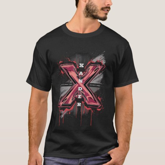  Edgy Graffiti Monogram Letter "X" T-shirt (Voorkant)