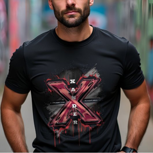  Edgy Graffiti Monogram Letter "X" T-shirt