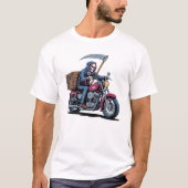 Edgy Grim Reaper Motorcycle Rider T-shirt (Voorkant)