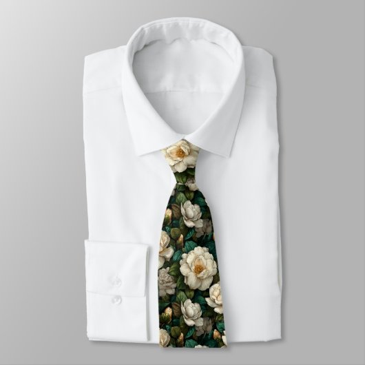 Edgy Groomsmen Gift Gardenias Flower Stropdas (Gebonden)