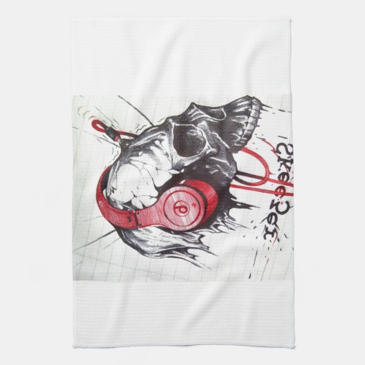 Edgy Halloween mooie schedel Theedoek (Verticaal)