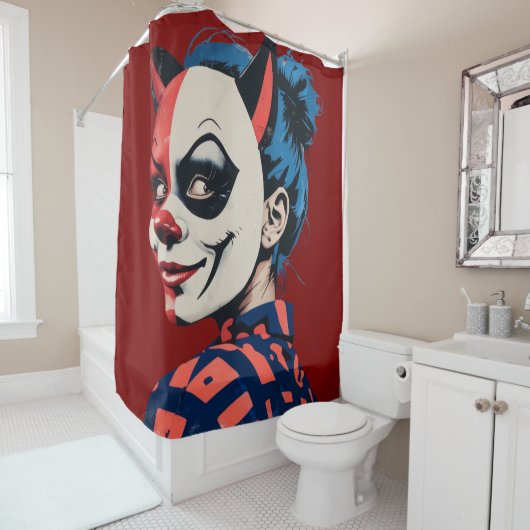 Edgy Harlequin Mask Douchegordijn (In situ)