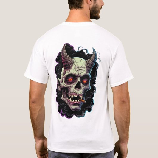 Edgy Horned Oni Monster graphic T-shirt (Achterkant)