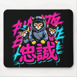 Edgy Japanse Streetwear Kat - Voor Gamers & Anime Muismat