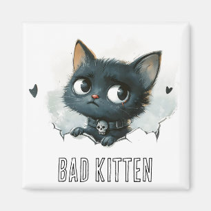 Edgy Kitten Illustratie - Tekst "Bad Kitten" Magneet