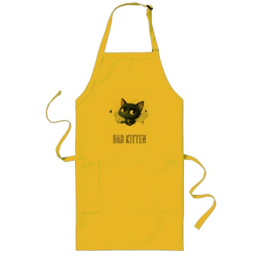 Edgy Kitten - "Slechte Kitten" Tekst Lang Schort (Voorkant)