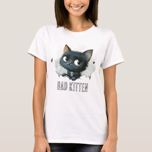 Edgy Kitten - "Slechte Kitten" Tekst T-shirt (Voorkant)
