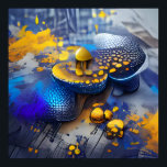 Edgy Modern Blue Yellow Metallic Pop Art Poster<br><div class="desc">Geeft je wanddecor een slappe blik met deze prachtige pop kunst van een futuristische metalen paddenstoel die gemengd wordt met indigo blauw en honingraatgeel. Het is hedendaagse moderne wandkunst die je die pop van kleur geeft. Het beeld van je hele studiekamer of werkkamer wordt gevoed met al deze kleurrijke wandkunst!...</div>