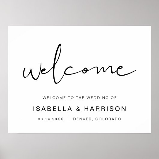 Edgy Modern Minimalistisch Eenvoudig Bruiloft Welk Poster (Voorkant)