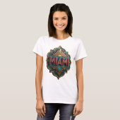 Edgy Pink MIAMI 3D Tekst Kunst T-shirt (Voorkant volledig)